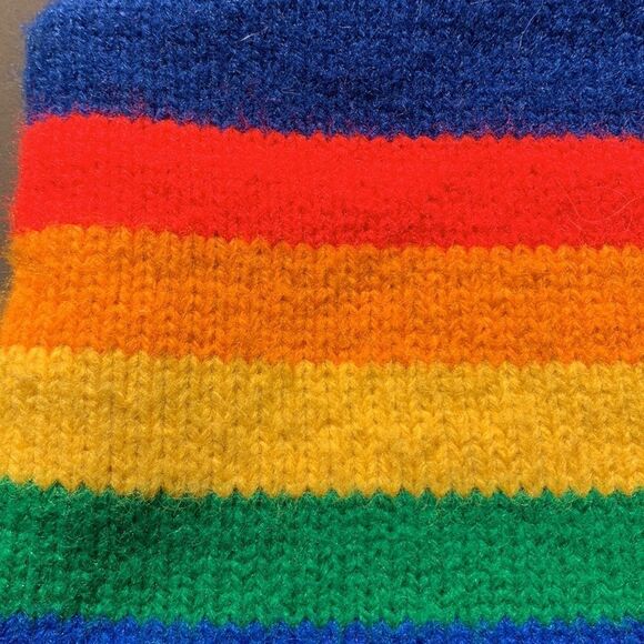 Vintage Ski Hat Wool Striped 80’s Cold Winter Snowboard Rainbow y2k - Picture 2 of 6